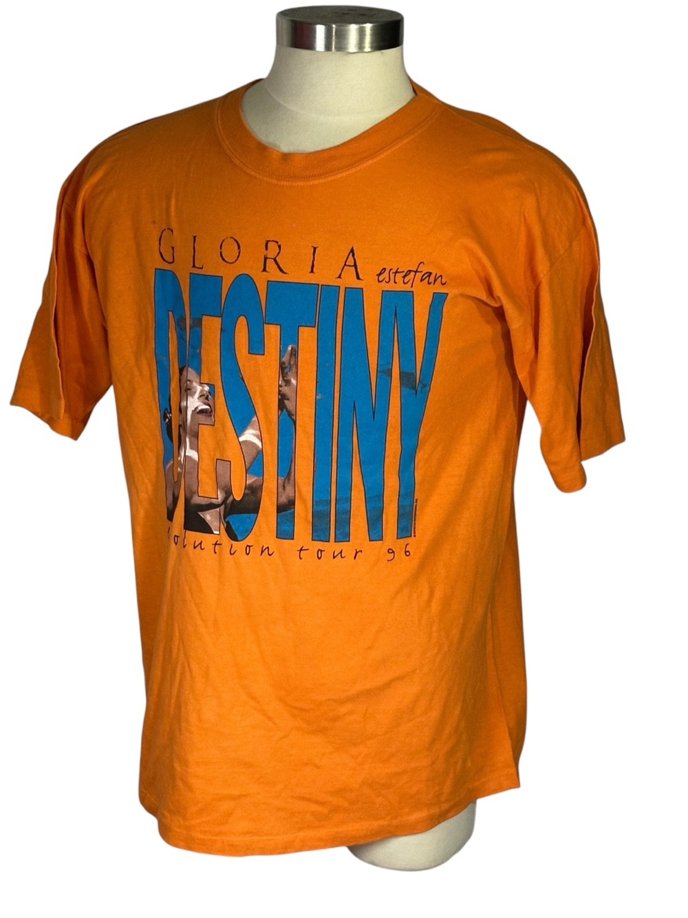 Vtg 90s Gloria Estefan Destiny Evolution Tour 1996 Orange T Shirt Sz XL Concert